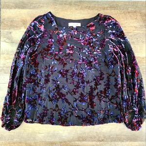 LOFT Velvet/ Sheer Women' floral blouse